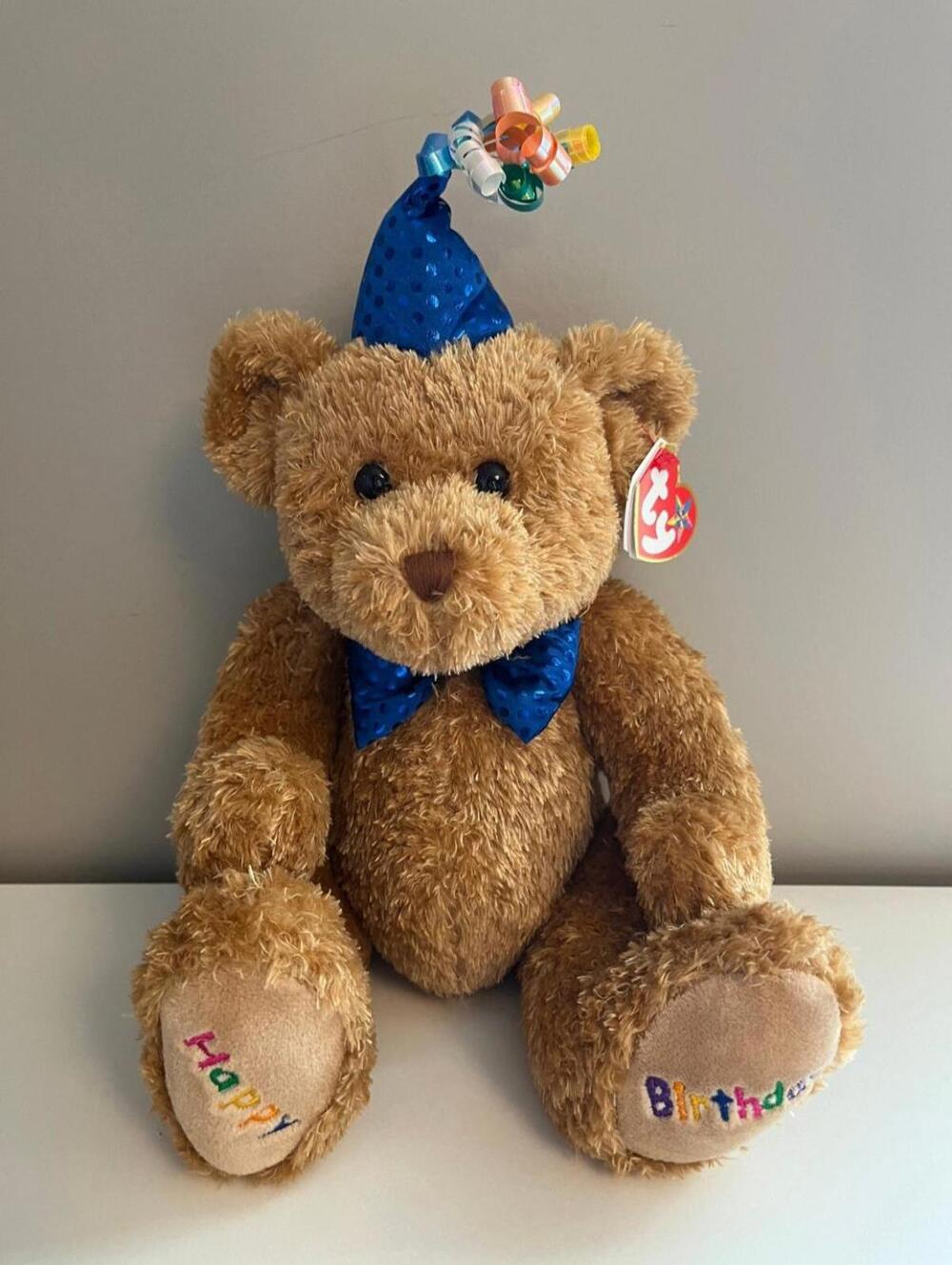 Ty Beanie Buddy “Happy Birthday” the Birthday Bear with Party Hat (14 inch)